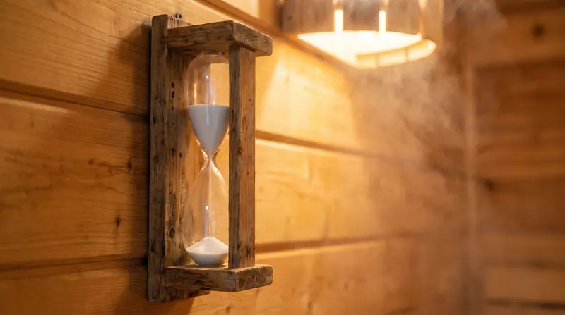 Jam pasir sesi — detail pengerjaan sauna di Medan