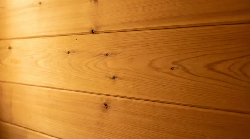 Papan western red cedar — detail pengerjaan sauna di Medan