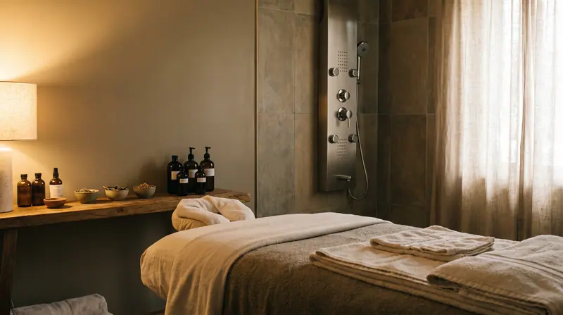 Peralatan wellness dan spa: meja pijat dan panel hidroterapi di Medan