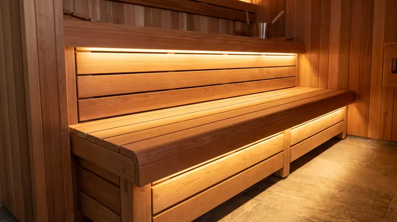Sauna 4 orang — Indoor keluarga — red cedar, dua dinding kaca