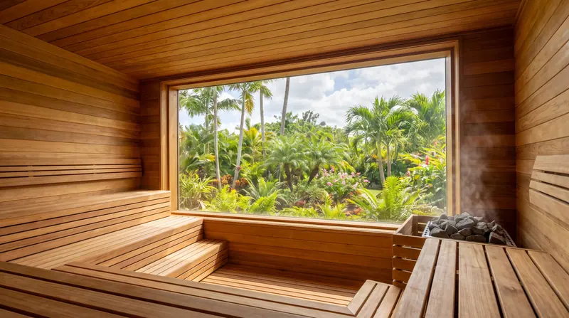 Sauna 8 orang — Outdoor kabin taman — jendela panorama