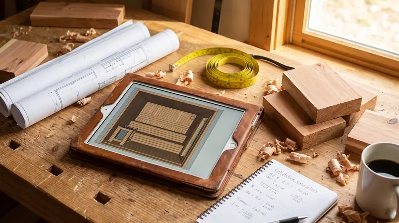 Planning sauna cost in Indonesia: blueprints, 3D model tablet and cedar samples