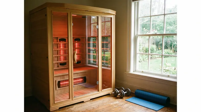 Kabin sauna infrared modern di dalam rumah di Medan