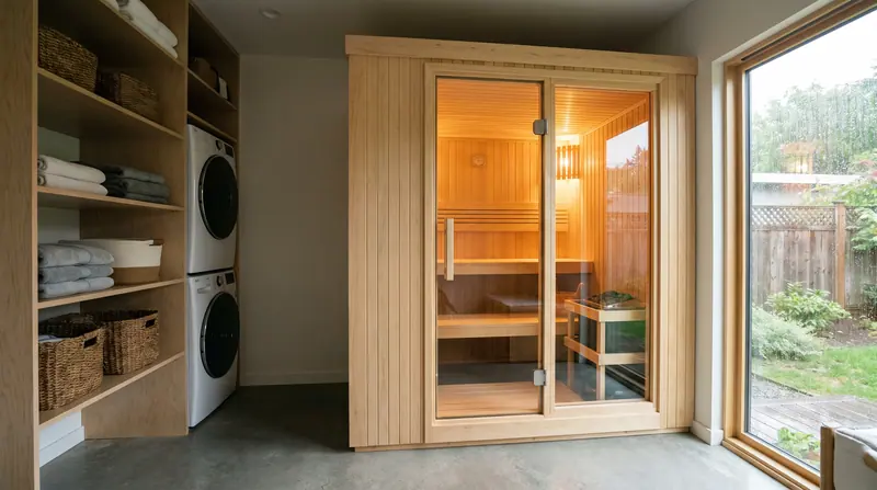 Jasa pembuatan sauna di Medan Selayang — kabin infrared rumah kompak