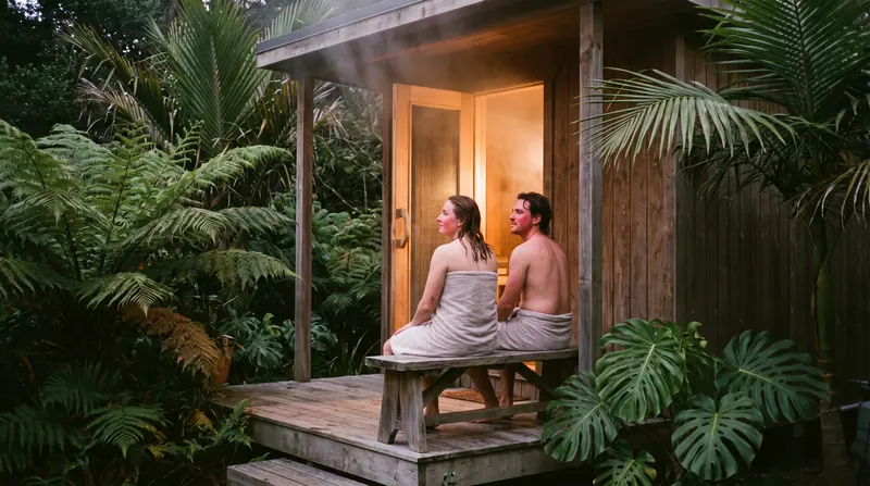 Sauna outdoor di Medan — pemilik menikmati sesi pertama
