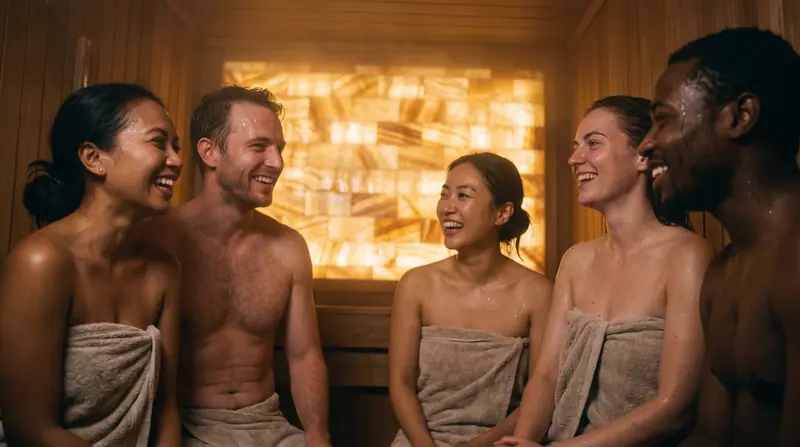 Teman-teman dari berbagai negara di sauna onyx
